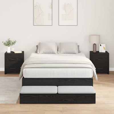 Opbergbedframe Zwart eiken 236.5 x 120 x 31.5 cm Bewerkt hout