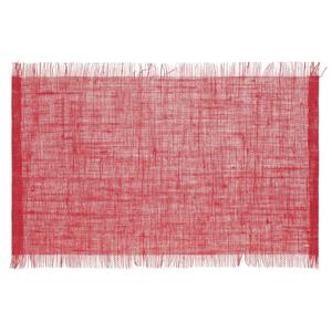 Secret de Gourmet Jute tafel placemat - rood - 45 x 30 cm - Onderleggers - met rafels