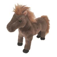 Inware pluche paard knuffeldier - bruin - staand - 28 cm - paarden knuffels - thumbnail