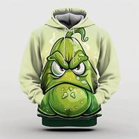 Pompoen Grappig Voor heren Modieus 3D-afdrukken Trui met capuchon Hoodies Donkergroen Groen Strakke ronde hals Herfst Winter Ontwerper Sweatshirt met capuchon Lightinthebox