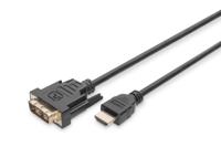 Digitus DB-330300-020-S HDMI-kabel HDMI / DVI Adapterkabel HDMI-A-stekker, DVI-D 18+1-polige stekker 2.00 m Zwart Geschikt voor HDMI, Rond, Vergulde - thumbnail