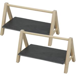 Etagere - 3x - 1-laags - 29 x 19 x 14 cm - leisteen - rechthoekig - serveer blad