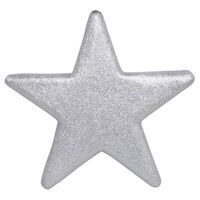 1x Grote zilveren glitter sterren kerstversiering/kerstdecoratie 25 - Hangdecoratie - thumbnail