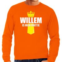 Willem is mijn mattie met kroontje Koningsdag sweater / trui oranje voor heren - thumbnail