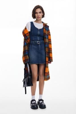 Denim jurk met riem - BLUE - XL