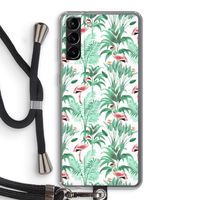 Flamingo bladeren: Samsung Galaxy S21 Plus Transparant Hoesje met koord