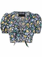 Versace Jeans Couture haut crop à fleurs - Noir