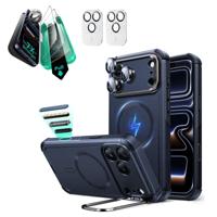 iPhone 17 Pro Bundle Cyber Tough Magnetic Case (Camera Control, Stash Stand) and Armorite Screen Protector - Navy Blue