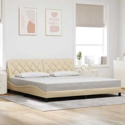 Bedframe zonder matras stof crèmekleurig 200x200 cm