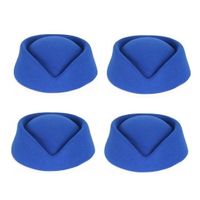 4 stuks blauw stewardessen hoedjes voor dames   - - thumbnail