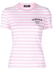 Versace t-shirt en coton à logo brodé - Rose