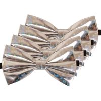 4x Holografische zilveren verkleed vlinderstrikken/vlinderdassen 13 cm voor dames/heren   -