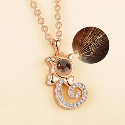 100 taal ik hou van je ketting geheugen projectie hanger bruiloft Letter Necklace(Rose Gold)