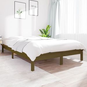 Bedframe massief grenenhout honingbruin 160x200 cm