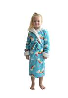 Kinderbadjas regenboog met capuchon - luxe fleece-116