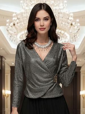 Top Overslag Glitter Zilver