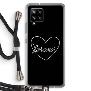 Forever heart black: Samsung Galaxy A42 5G Transparant Hoesje met koord