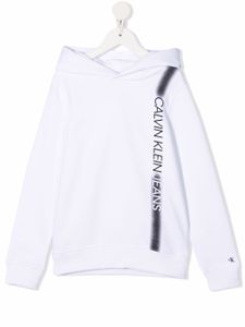 Calvin Klein Kids hoodie rayé à logo imprimé - Blanc