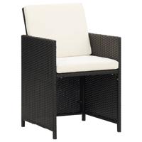 Tuinstoelen 2 st met kussens poly rattan zwart - thumbnail