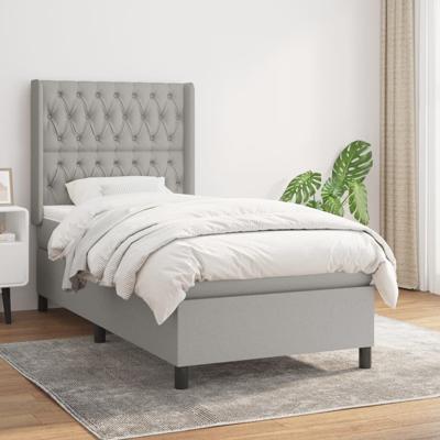 Boxspring met matras stof lichtgrijs 90x190 cm