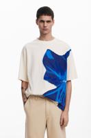 T-shirt met korte mouwen en bloem - WHITE - XL