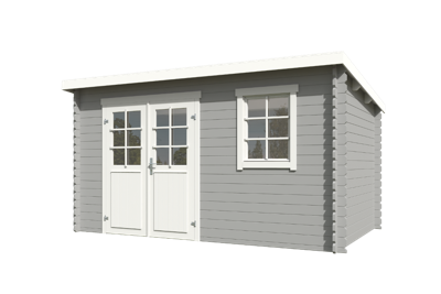 Blokhut Amira 380x230 Platinum Grey-Wit - Outdoor life