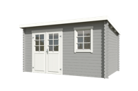 Blokhut Amira 380x230 Platinum Grey-Wit - Outdoor life