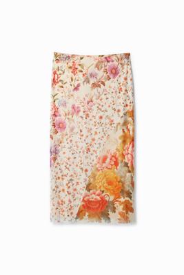 Patchwork midi-rok met bloemenprint - MATERIAL FINISHES - M