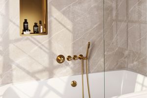 Brauer Gold Edition inbouw badkraan met badvulcombinatie en staafhanddouche geborsteld messing PVD