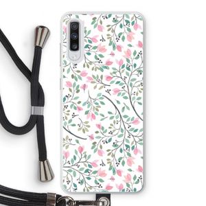 Sierlijke bloemen: Samsung Galaxy A70 Transparant Hoesje met koord