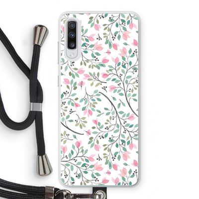 Sierlijke bloemen: Samsung Galaxy A70 Transparant Hoesje met koord