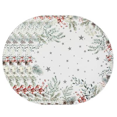 Diner/Kerstdiner onderborden - 8x - kerstprint - rond - D33 cm - multifunctioneel