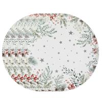 Diner/Kerstdiner onderborden - 8x - kerstprint - rond - D33 cm - multifunctioneel