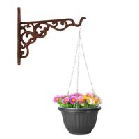 Hangpot + Muurhaak Rimini - antraciet - D25 cm - kunststof - metaal - tuinaccessoires