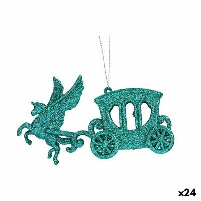 Kerstversiering Magische Koets Groen Plastic Purpurine 15 x 8,5 x 4,5 cm (24 Stuks)