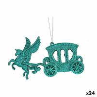 Kerstversiering Magische Koets Groen Plastic Purpurine 15 x 8,5 x 4,5 cm (24 Stuks)