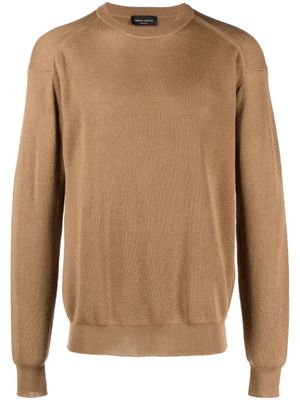 Roberto Collina pull gaufré en laine mérinos - Marron