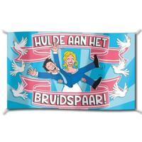 Gevelvlag Hulde aan het bruidspaar - 90 x 150 cm - polyester - bruiloft/huwelijk vlag