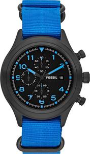 Horlogeband Fossil JR1452 Onderliggend Textiel Blauw 20mm