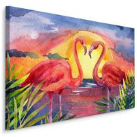 Schilderij - Flamingo's, Multikleur, Print op canvas, Premium Print - thumbnail