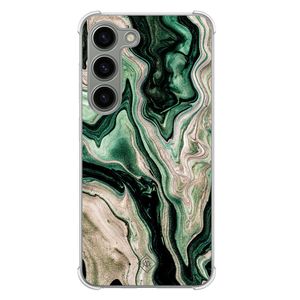 Samsung Galaxy S23 siliconen shockproof hoesje - Green waves