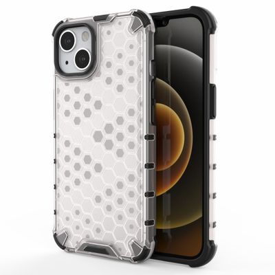 Lunso - Honinggraat Armor Backcover hoes - iPhone 13 - Wit