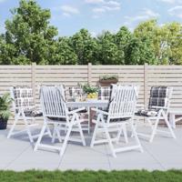 VidaXL Stoelkussens 6 st lage rug ruitpatroon oxford stof grijs