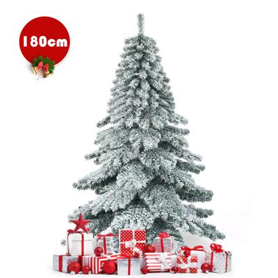 180cm Kunstkerstboom met Sneeuwvlokken Kerstboom PVC Tips Groen + Wit