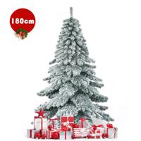 180cm Kunstkerstboom met Sneeuwvlokken Kerstboom PVC Tips Groen + Wit