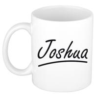 Joshua Naam koffiemok - beker - met sierlijke letters - wit - 300 ml - Cadeau - Heren