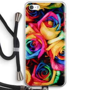 Neon bloemen: iPhone 5 / 5S / SE Transparant Hoesje met koord