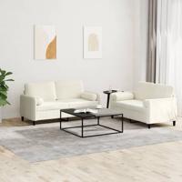 2-delige Loungeset met kussens fluweel crèmekleurig