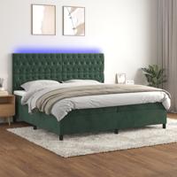 Boxspring met matras en LED fluweel donkergroen 200x200 cm