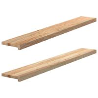 Vensterbanken 2 st onbehandeld 140x20x2 cm massief eikenhout